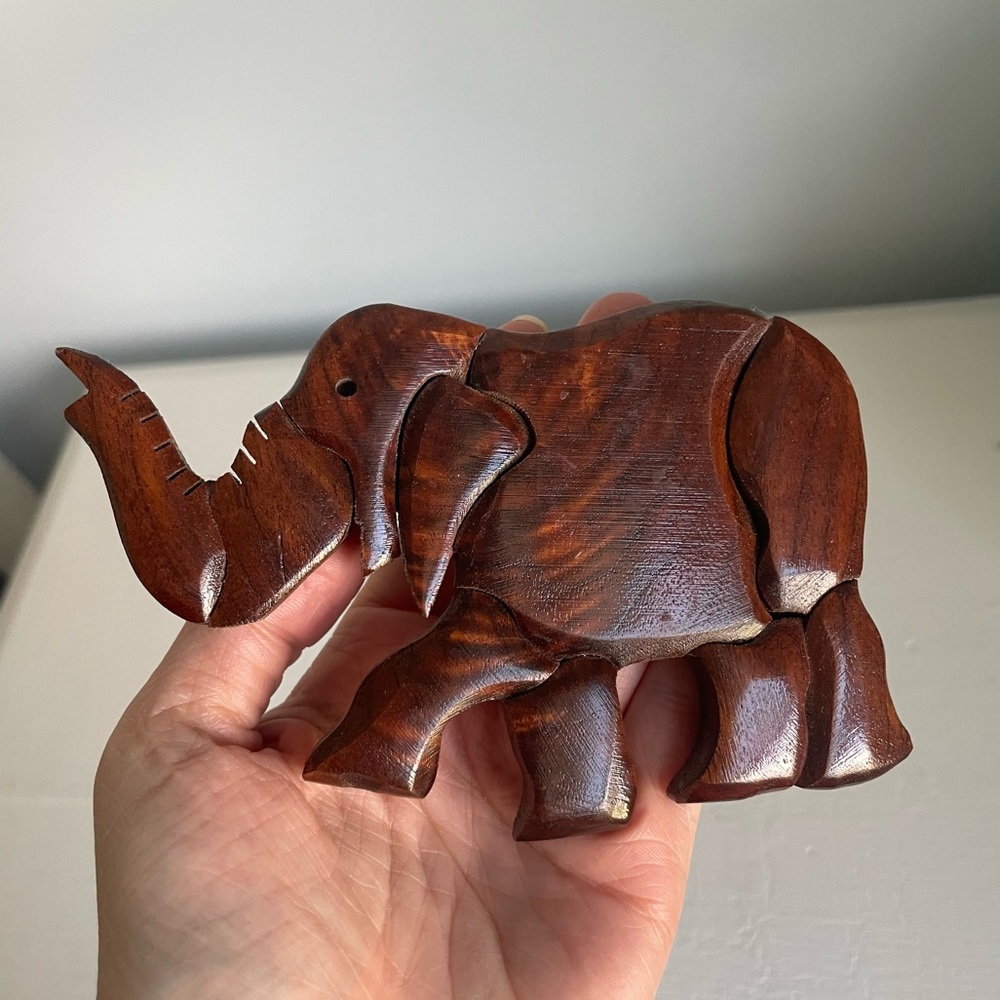 Vintage Wooden Elephant Magnet